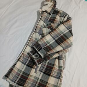 Natural Reflection Women's XXL Black/White Plaid Button-Up Fleece-Lined Shacket